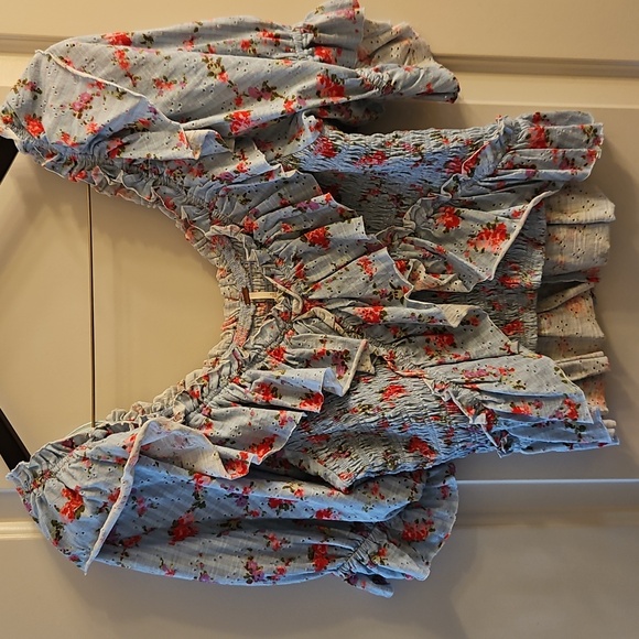 ✨ Free People Favorite Girl Top| W Sz. M|  Boho Floral Ruffle Crop, Cottagecore - Picture 3 of 9